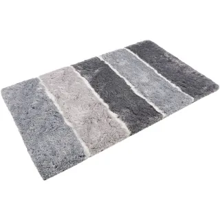 Homie Living Badematte »Rio Marina« Höhe 30 mm rutschhemmend beschichtet fußbodenheizungsgeeignet   schnell trocknend flauschiger Badteppich, modern gestreift, waschbar, Badezimmerteppich, grau