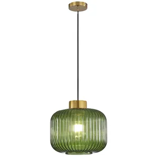Hnexsei Pendelleuchte aus geriffeltem Glas mit Goldfinish und schwarzem Kabel, stilvolle Hängeleuchten für Esszimmer, Schlafzimmer, elegante Pendelleuchten wie Hängelampe Esstisch (Grün, 24cm)