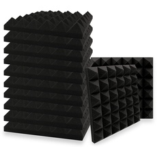 SK Studio 12 Stück Akustikschaumstoff Noppenschaumstoff Akustik Schaumstoff Schall Dämmung Dämmung für Tonstudio Schallabsorbierende Dämpfungswand Schaumpyramide 30x30x5cm, Schwarz