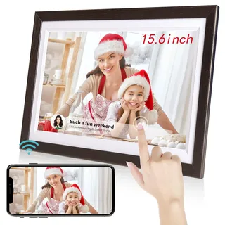 Tibuta 15,6 Zoll Elektronischer Digitaler Bilderrahmen WLAN Frameo - 32GB WiFi Digitale Photo Frame 1366 x 768 HD IPS Touchscreen Speicher Automatische Rotation Teilen Sie Fotos und Videos Sofort