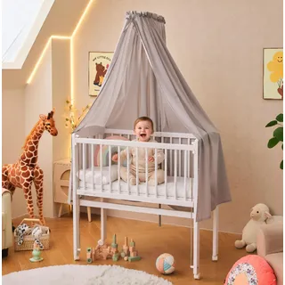 ALAVYA HOME® Betthimmel mit Himmelstange I Babybetthimmel Baldachin Kinderzimmer Himmel Moskitonetz für Babybett Stubenwagen Babywiege Kinderbett I 100% Bio-Baumwolle I GOTS-Zertifiziert I 150 x 240