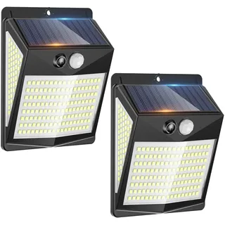 AGOTD Solarlampen für Außen mit Bewegungsmelder, Solar Außenleuchte mit Bewegungsmelder, 3 Modi IP65 Wasserdichte Wandleuchte Garten, 238 LED, 270° Abstrahlwinkel, 2 Stück