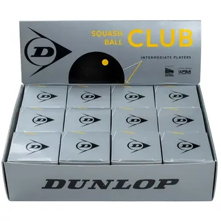 Dunlop Club Single Yellow Dot Squashbälle - Black / Black - 12 Kugeln