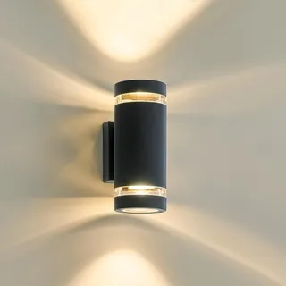 LMP LED Wandleuchte aussen Wandlampe außen, Up Down Außenlampe Aussenlampe Außenleuchte Wand, IP65 GU10 Runde Außenwandleuchte Aussenleuchte Außenbeleuchtung Hauswand Balkon Haus Terrasse, Grau