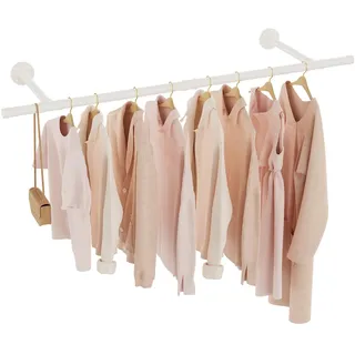 GUOHNHE Kleiderständer für die Wand, Platzsparend Kleiderstange, Wandregal Küchenregal, Garderoben Stange Industrial aus Metall, Decken-Montage, für Kleine Zimmer, 121 cm, 1 Set, Weiß, SG121W-1