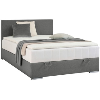 Carryhome Boxbett , Grau , Textil , H3 , 90x200 cm , Topper durchgehend, in verschiedenen Größen erhältlich, Matratze durchgehend , Schlafzimmer, Betten, Boxspringbetten