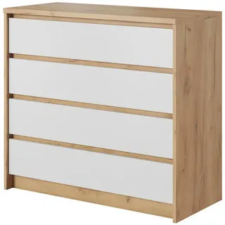 Ravio Corsa 93 x 90 x 40 cm Weiß / Eiche Craft Gold