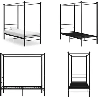 vidaXL Himmelbett Schwarz Metall 100x200 cm - Bettrahmen - Metall-Bettrahmen - Bett - Betten - Schwarz