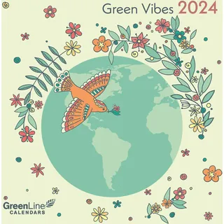 GreenLine Green Vibes 2024 - Wand-Kalender - Broschüren-Kalender - 30x30 - 30x60 geöffnet