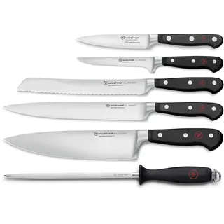 Wüsthof Classic Messergarnitur mit 6 Artikeln, Schwarz,silber