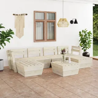 7-tlg. Garten-Paletten-Lounge-Set Imprägniertes Fichtenholz , Gartenmöbel-Sets Design 2024 - Beige