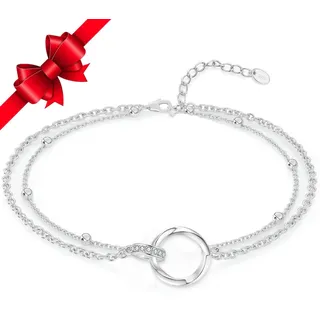 Jbniuay Fußkettchen für Damen 925 Sterling Silber - Infinity Fußkette - Damen Fußkettchen - fussketten für frauen silber 925 Verstellbare 23+5cm - Geschenke für Frauen/damen/mama/mutter/Tochter