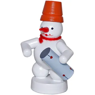Weihnachtsdekoration Schneemann Musikant mit Conga Trommel Winterdeko Höhe 8 cm