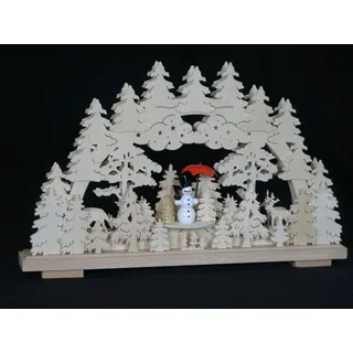 Schwibbogen el. Beleuchtet mit Schneemann und Schirm b x h= 50x32cm Lichterbogen