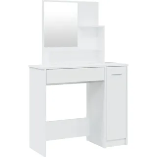 Schminktisch mit Spiegel Hochglanz-Weiß 86,5x35x136 cm - Weiß