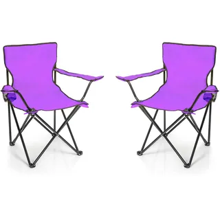 BigDean 2X Faltstuhl LILA Campingstuhl Anglerstuhl mit Getränkehalter | Inklusive Tragetasche - Anglersessel klappbar - Klappstuhl Gartenstuhl Faltstuhl Relaxsessel Angelsessel faltbar