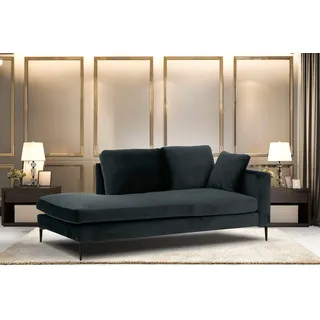 Home affaire Recamiere »Cozy Chaiselongue, Maße B/T/H: 195/97/80 cm« mit losen Kissen und Metallbeinen, Armlehne links oder rechts wählbar, grau