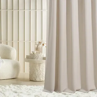 ROOM99 Vorhang mit Kräuselband Laurel 140 x 250 cm Hellbeige, 1 Stück | Verdunkelung Blickdicht Schiebegardinen Curtain Wohnzimmer Schlafzimmer für Schienensystem