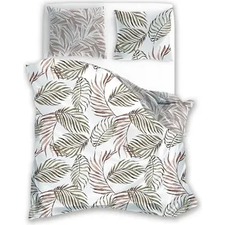 Bettwäsche, Baumwollsatin, Boho-Stil, Boho 200x220 02 Blätter - Beige