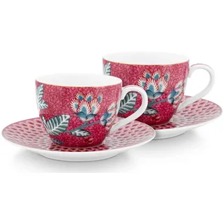 Pip Studio Flower Festival Espresso m.U. Dark pink 120ml Set2