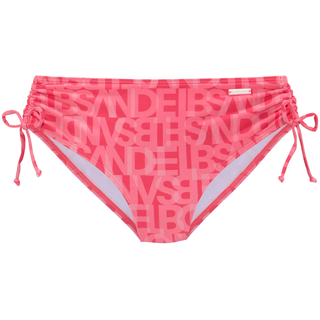 Bikini-Hose ELBSAND "Letra", Damen, Gr. 36, N-Gr, orange (koralle), Recycling-Polyamid, bedruckt, Badehosen Bikini-Hose, mit tollem Wording
