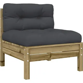 vidaXL Gartensofa ohne Armlehnen mit Kissen Kiefernholz - Braun