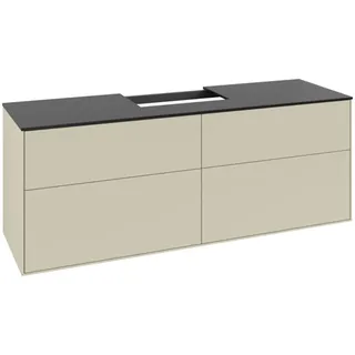 Villeroy & Boch Finion Waschtischunterschrank, Waschbecken mittig, 1600x603x501mm, Glass Black Matt, F19200HJ, Farbe: Silk Grey Matt Lacquer