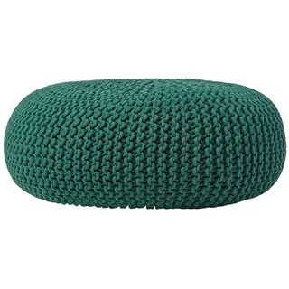 Homescapes Strick-Pouf 70 x 23 x 70 cm Tannengrün