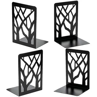 MSDADA Buchstütze, 2 Paar Buchstützen Buchständer CD Kinder Metall Bücher Halter für Regal Ordnerhalter DVD Unsichtbares Bücherregal Bookends Buchstopper Buchhalterung Buch Halter (Schwarz)