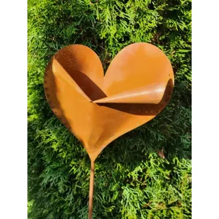 Edelrost Gartenstecker Pflanzschale Herz gerollt