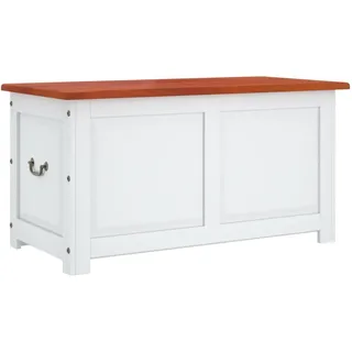 SYFAXTM Truhe mit Deckel Braun und Weiß Massivholz Akazie - Weiß