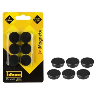 IDENA Idena, Magnete rund 6 Stück, schwarz, Ø24mm (6 x)