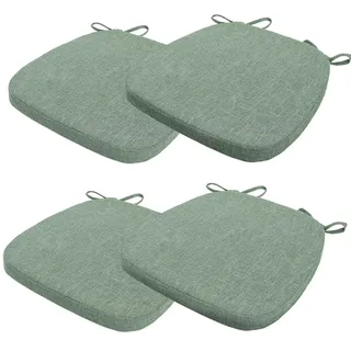 4er Set Stuhlkissen 40x38x3cm mit Bändern,Waschbare Sitzkissen Rutschfest,Stuhlauflage Stuhlpolster Sitzkissen,Abnembar Bezug Mit Reißverschluss,Ideal für Zuhause Büro Küche Esszimmer,Achat Grün