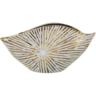 DRW Tischvase aus Keramik in Weiß und Gold, 39 x 9 x 20 cm