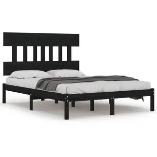 vidaXL Massivholzbett Schwarz 200x200 cm - Schwarz
