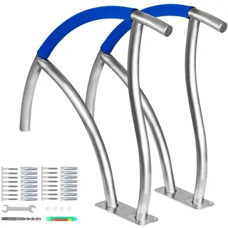 Vevor Pool Haltegriff Edelstahl 76,2x 76,2cm Schwimmbad-Handlauf mit 50cm Nylon-Bezug Griffbogen 170kg Tragfähigkeit Einstiegshilfe Kurven-Design Geeignet für Schwimmbäder Spas Wasserparks usw.