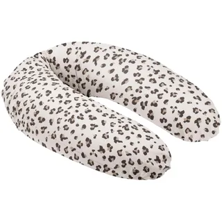doomoo Stillkissen & Schwangerschaftskissen Buddy 180 cm – Bio-Baumwolljersey Bezug, EPS-Mikroperlenfüllung, Oeko-TEX – Seitenschläferkissen & Lagerungskissen für Baby & Mama – Leopard Cream