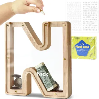 DBPBToU Spardose Kinder Holz Buchstaben Spardose (N)
