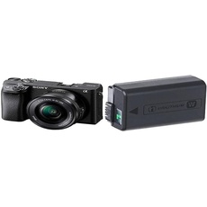 Sony Alpha 6400 | APS-C Spiegellose Kamera mit 16-50mm f/3.5-5.6 Power-Zoom-Objektiv (Schneller 0,02s Autofokus, neigbares Display für Vlogging) + Akku NP-FW50