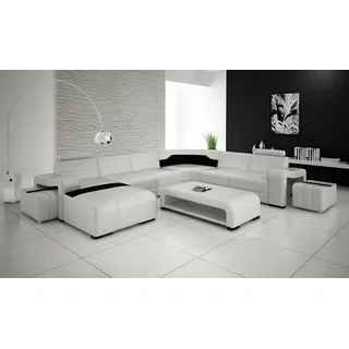 Ecksofa U Form Leder 280 x 352 x 174 cm - Weiß