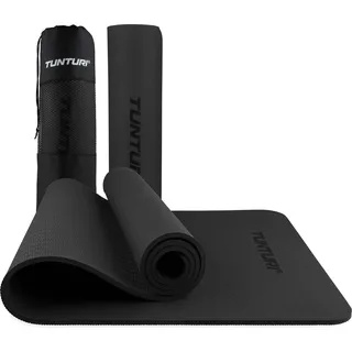 Tunturi Dicke Yogamatte 8mm - Rutschfest Gymnastikmatte - Mit Tragegurt - Für Yoga und Pilates - Sportmatte 183x61x0,8cm -Schadstofffrij - Besonders komfortabel - Schwarz - Schwarz