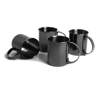 ECHTWERK Moscow Mule Becherset, 4-tlg, Bruchsichere Edelstahl-Gläser, Cocktail-Set, Cocktailgläser perfekt für Gin, Vodka, Bier und Kaltgetränke, Geschenkset, Black-Edition, 1000 ml