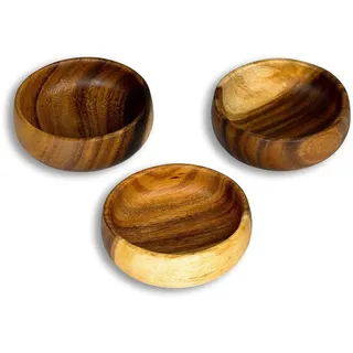 levandeo 3er Set Snackschale Holz Akazie 10x3cm Rund Schale Obstschale Dekoschale Deko Tischdeko Akazienholz Holzdeko Aufbewahrung Ordnung