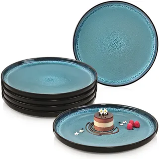 Sänger Dessertteller SET Vigo - 6 teilig aus Steingut , Blau , 6-teilig , Rund , kratzfest , Geschirr, Teller