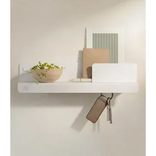 Kazai. Schlüsselbrett 'Holmsen' | Minimalistisches Schlüsselhaken-Design aus Berlin | Moderner Schlüsselhalter mit Ablage aus Metall | Schlüsselboard als Flur Möbel für die Wand | Weiß