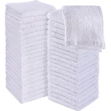 Utopia Towels - 60 Stück Seiftücher, 30x30 cm mit Aufhängeschlaufen, saugfähige Waschlappen zum Abwischen und Reinigen des Gesichts aus 100% Baumwolle (Weiß)