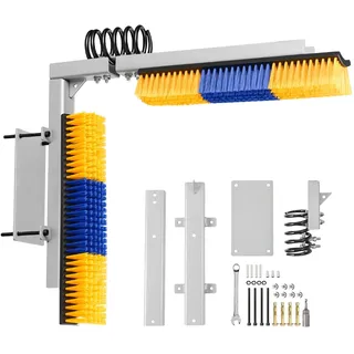 Vevor Kratzbürste, 2-Wege-Viehbürste mit Halterung, 43x10 cm, Kuhbürste zur Linderung von Rückenjucken, Massage- & Pflege-Kratzwerkzeug für Pferde, Rinder, Schafe & Schweine, Gelb & Blau