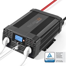 Technaxx KFZ Wechselrichter mit LC-Display 12V auf 230V - TÜV Rheinland zertifiziert Auto Inverter mit 2x Schuko-Stecker und 2x USB-Port - Power 2000W / 4000W (Spitze) – Spannungswandler TE20