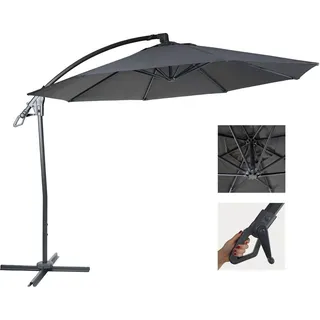 Deluxe Ampelschirm HWC-D14, Sonnenschirm, rund Ø 3m Polyester Alu/Stahl 14kg anthrazit ohne Ständer - Grau