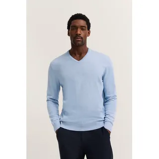 V-Ausschnitt-Pullover BUGATTI "Basic Essential", Herren, Gr. 3XL, blau (hellblau), 100% Baumwolle, regular fit, V-Ausschnitt, Rippbündchen, Pullover V-Ausschnitt-Pullover, aus reine Baumwolle